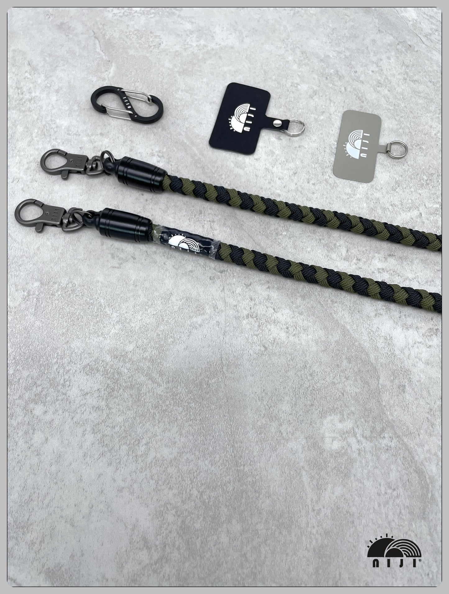 "NEW COLLECTION" 10mm Braid mobile strap Black x Olive spirals