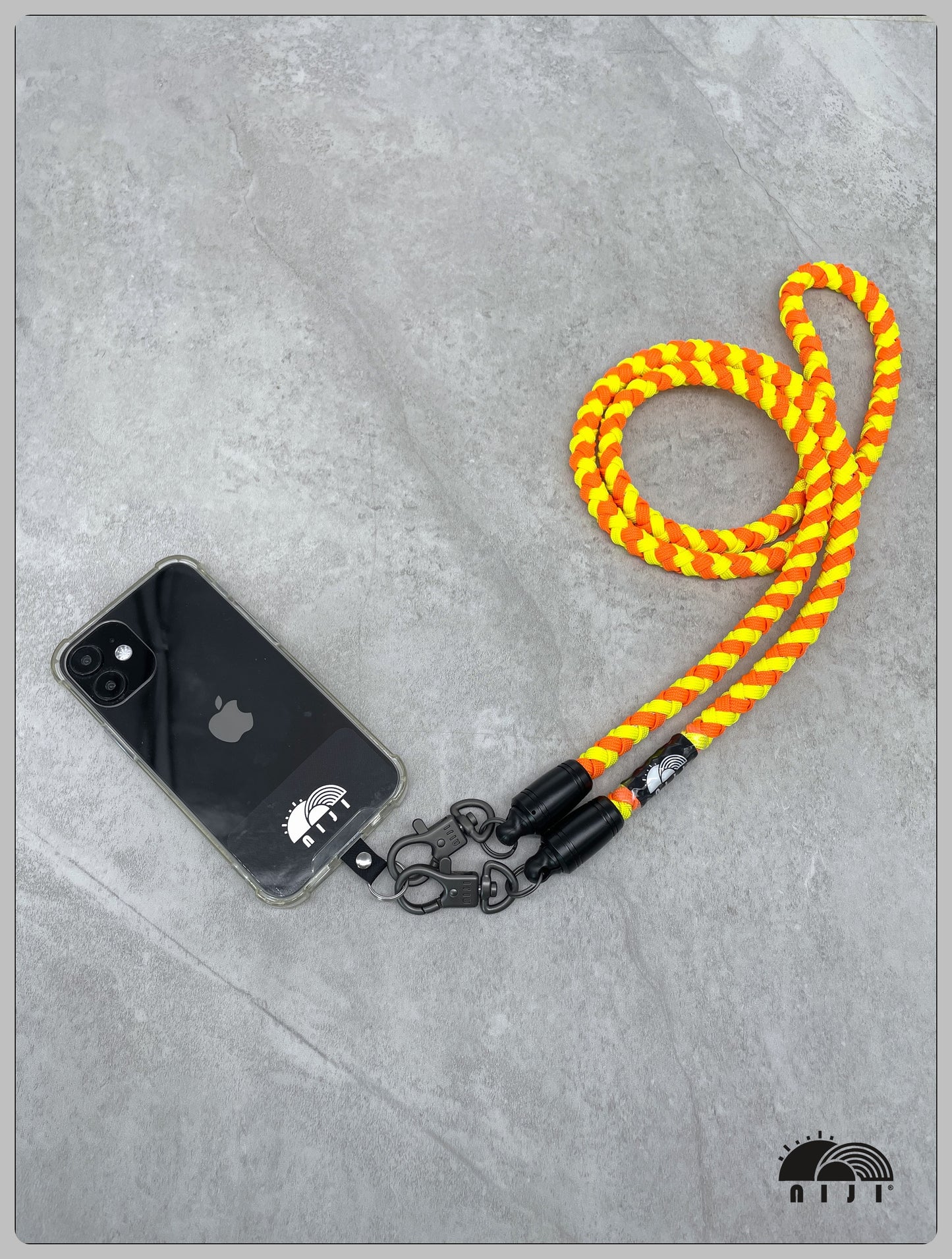 "NEW COLLECTION" 10mm Braid mobile strap Neon yellow & Orange Spirals