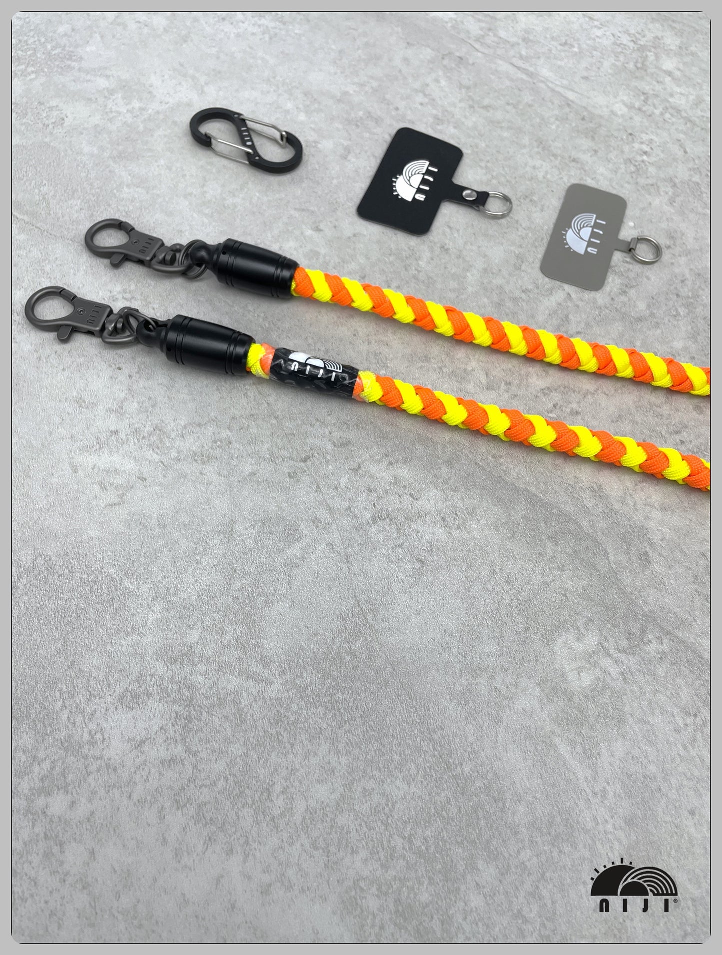 "NEW COLLECTION" 10mm Braid mobile strap Neon yellow & Orange Spirals