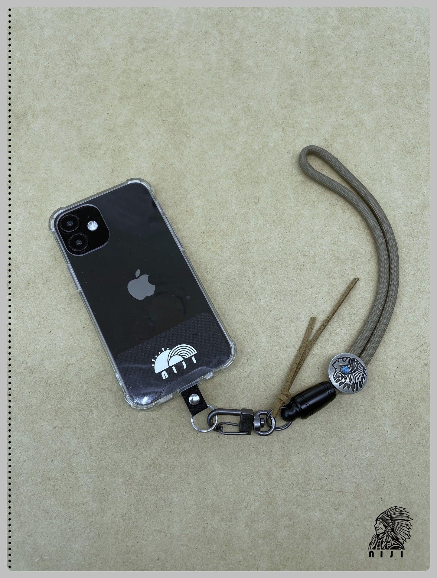 "AW24 NEW ARRIVAL" 5.6mm wrist strap Coyote strap with American Indians stopper