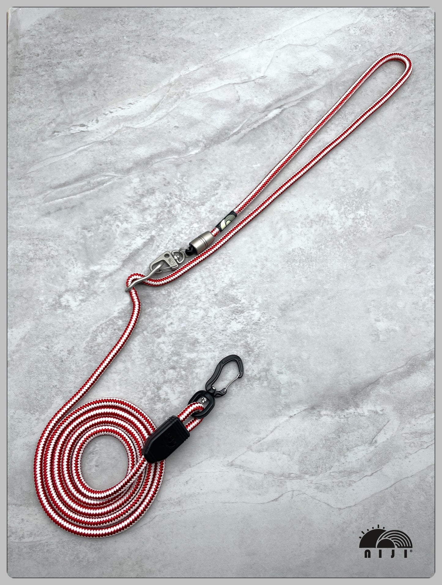 niji luminous dog leash φ8.5mm wave pattern red color 犬用2ways 蓄光リード