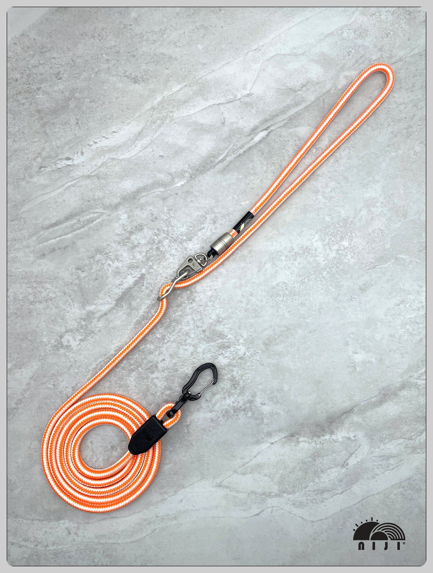 niji luminous dog leash φ8.5mm wave pattern Orange color  犬用2ways 蓄光リード