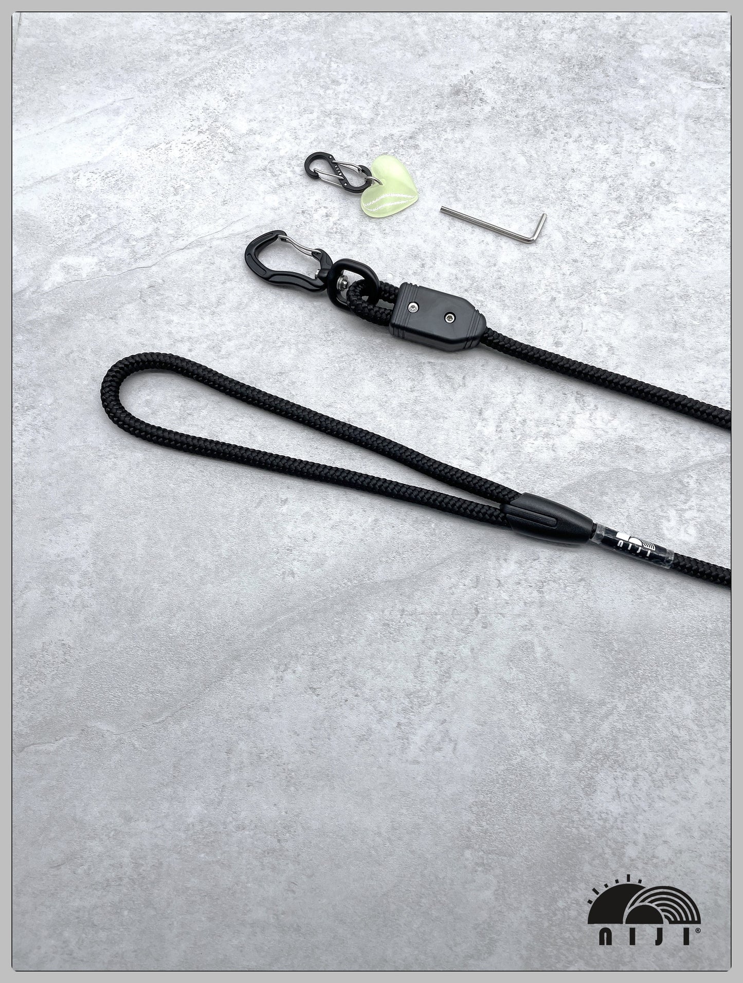 niji loop handle dog leash 8mm black color
